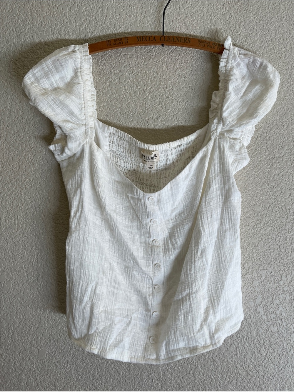 Idyllwind Cream Cap Sleeve Blouse Women’s Size Large